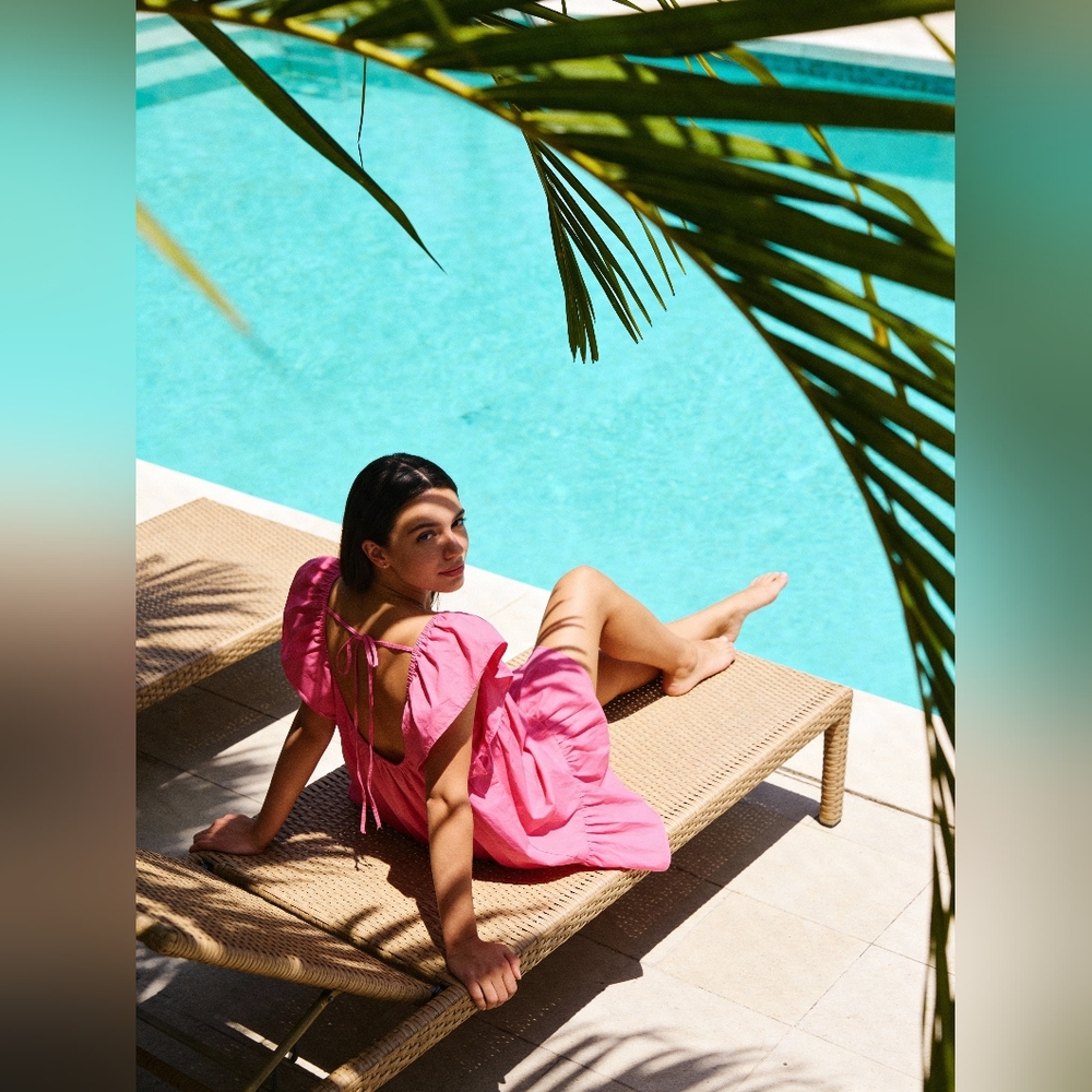 Day & Moon Pink Flutter Sleeve Mini Dress Sz M - Picture 6 of 7